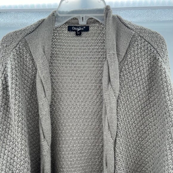 OmicGot Women's Knit Open Front Cardigan Long Sleeve Gray Size Medium - Picture 2 of 9